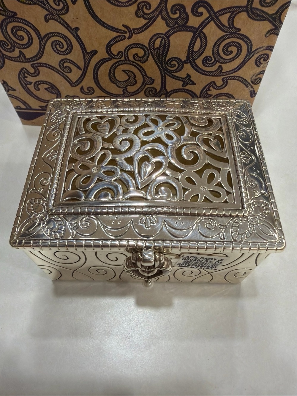 Decorative Silver-Tone Filigree Jewelry Box - Home Accents